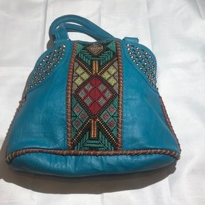 Lionel Leather Tribal Print Handbag (Broken Zip)